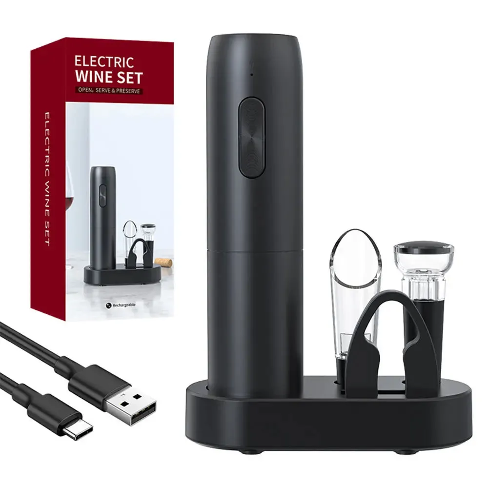 Electric Wine Bottle Opener Automatic Wine Corkscrew Rechargeable Wine Opener with Charging Base Wine Opening Tools