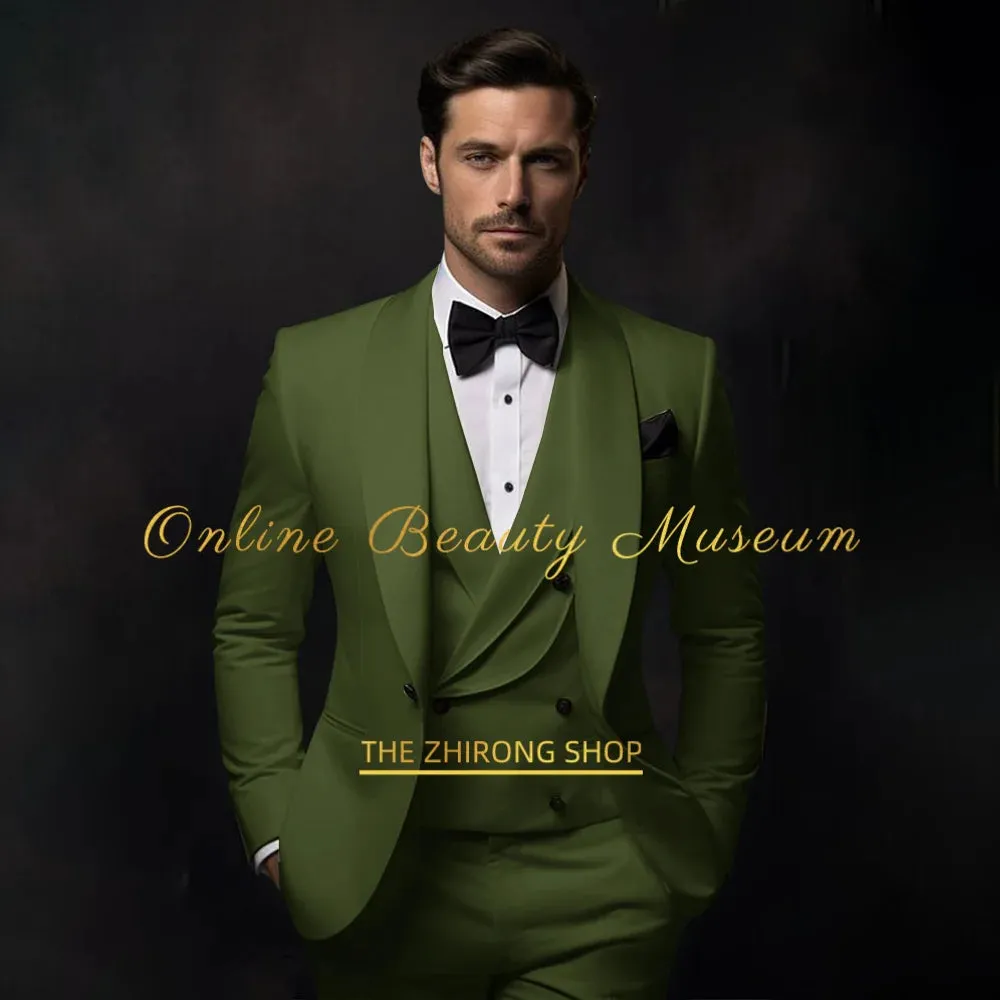 Elegant Hylan Tuxedo Suit for Men 3 Piece Set Jacket Vest Pants Classic Attire for Wedding Dating Host Prom Ball Party