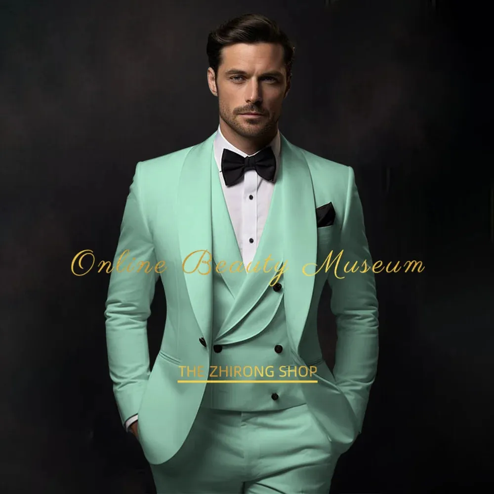 Elegant Hylan Tuxedo Suit for Men 3 Piece Set Jacket Vest Pants Classic Attire for Wedding Dating Host Prom Ball Party