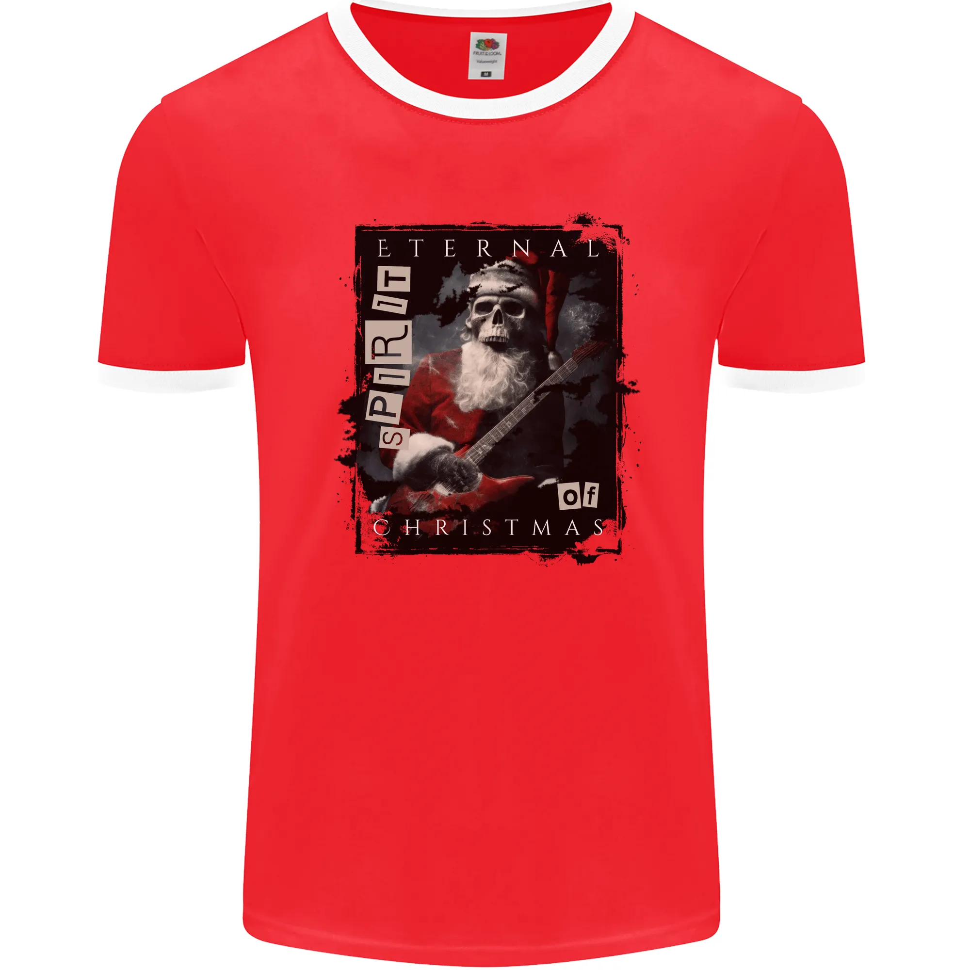 Eternal Spirit of Christmas Skull Guitar Rock Music Mens Ringer T-Shirt FotL