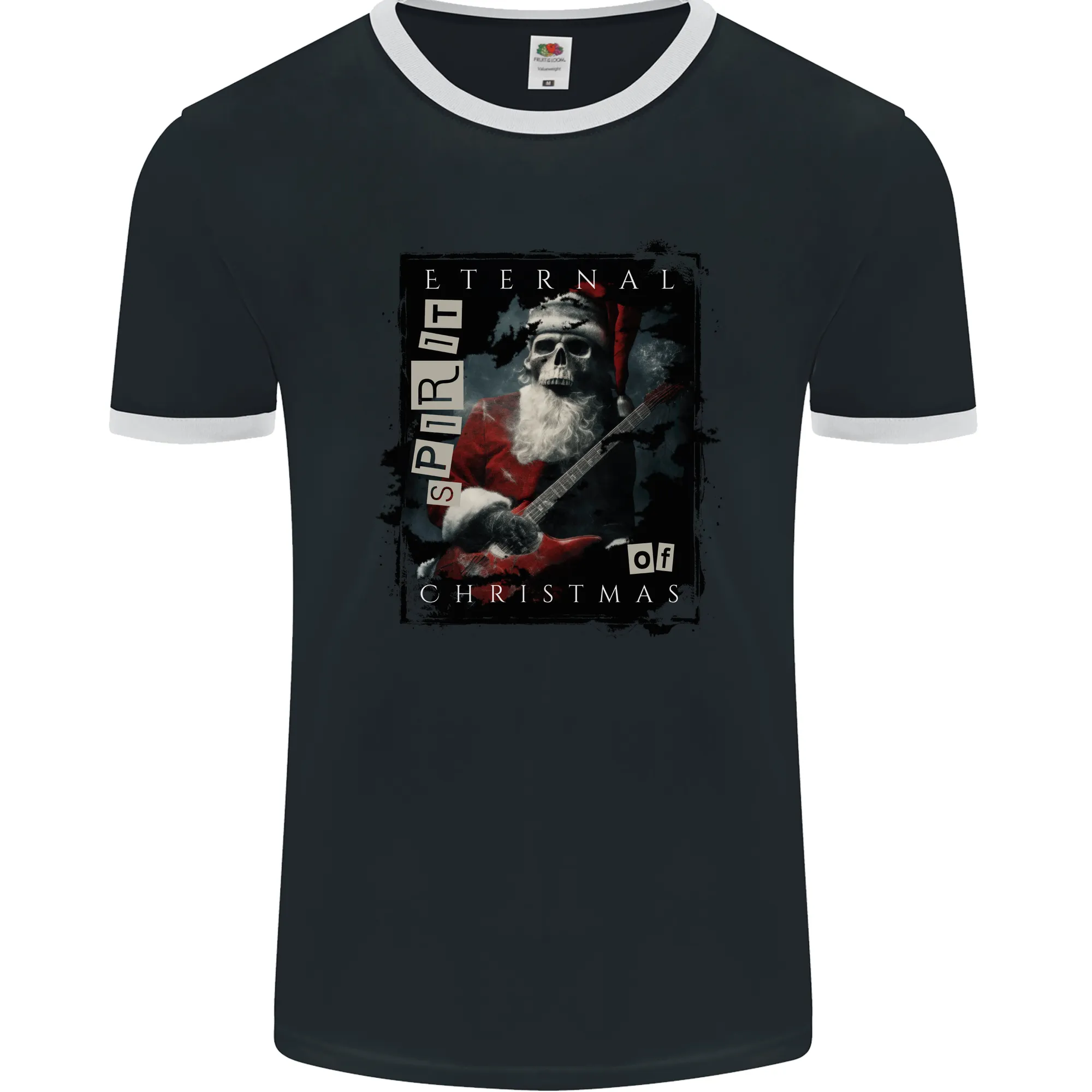 Eternal Spirit of Christmas Skull Guitar Rock Music Mens Ringer T-Shirt FotL
