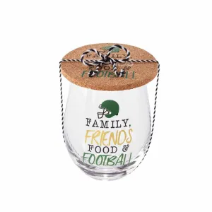 Family, Friends, Food & Football Wine Glass & Coaster Set