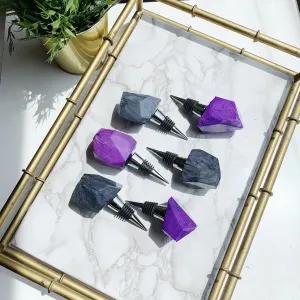 Faux Agate Resin Wine Stoppers | Stainless Steel Cork | Purple   Grey