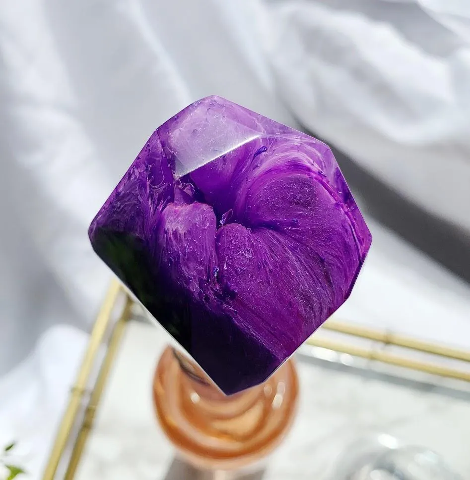Faux Agate Resin Wine Stoppers | Stainless Steel Cork | Purple   Grey