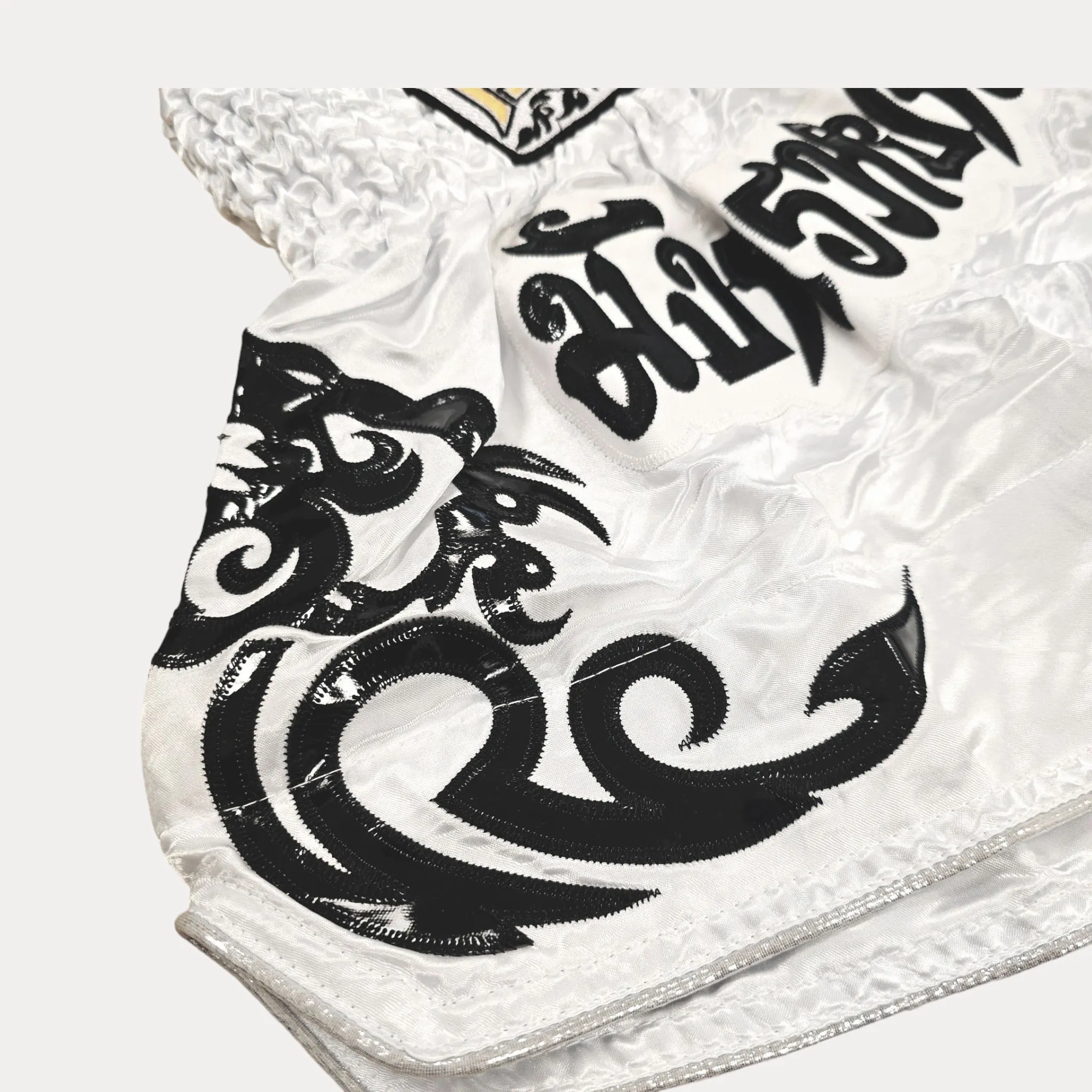 Fluory Silver Leaf Kids Muay Thai Shorts