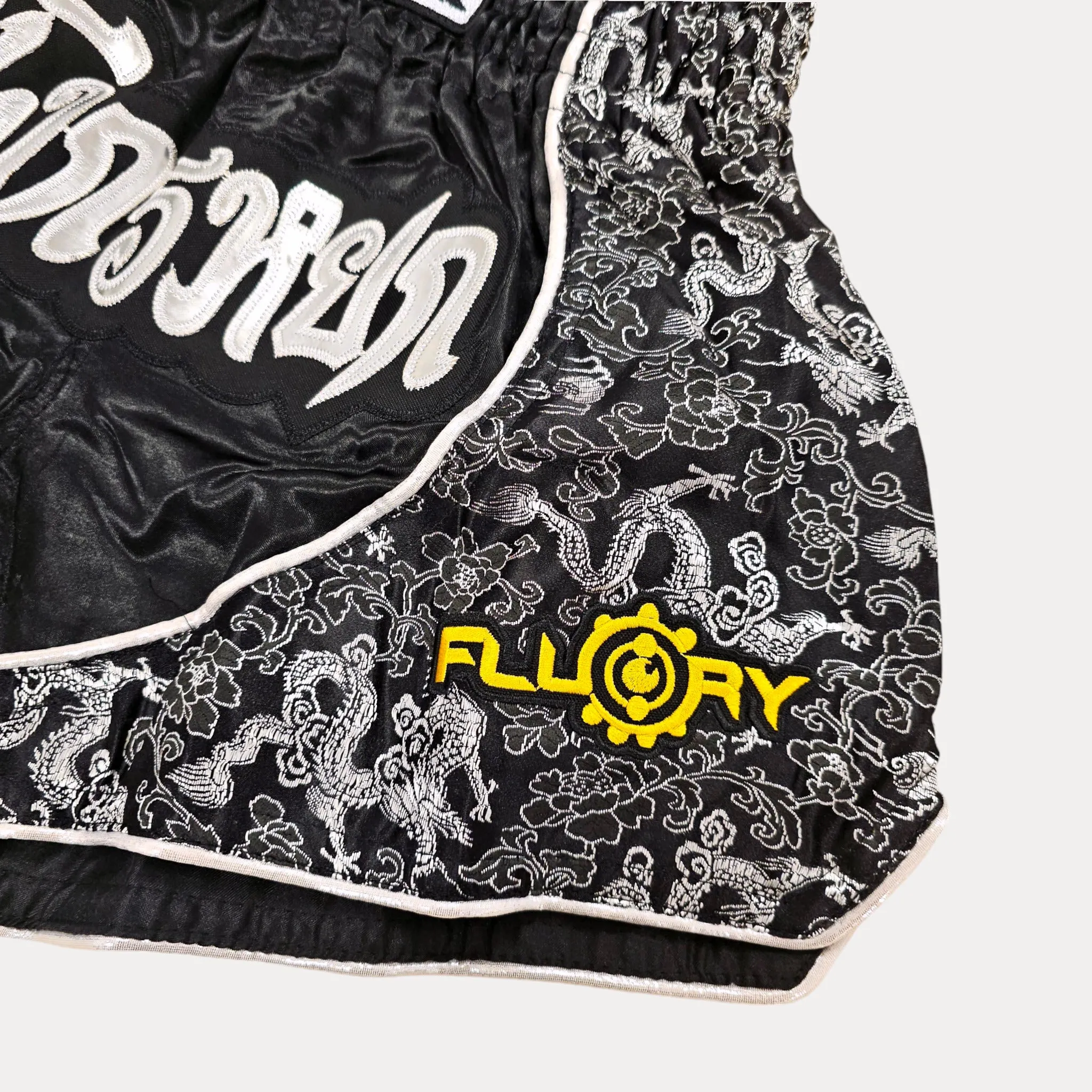 Fluory Silver Leaf Kids Muay Thai Shorts