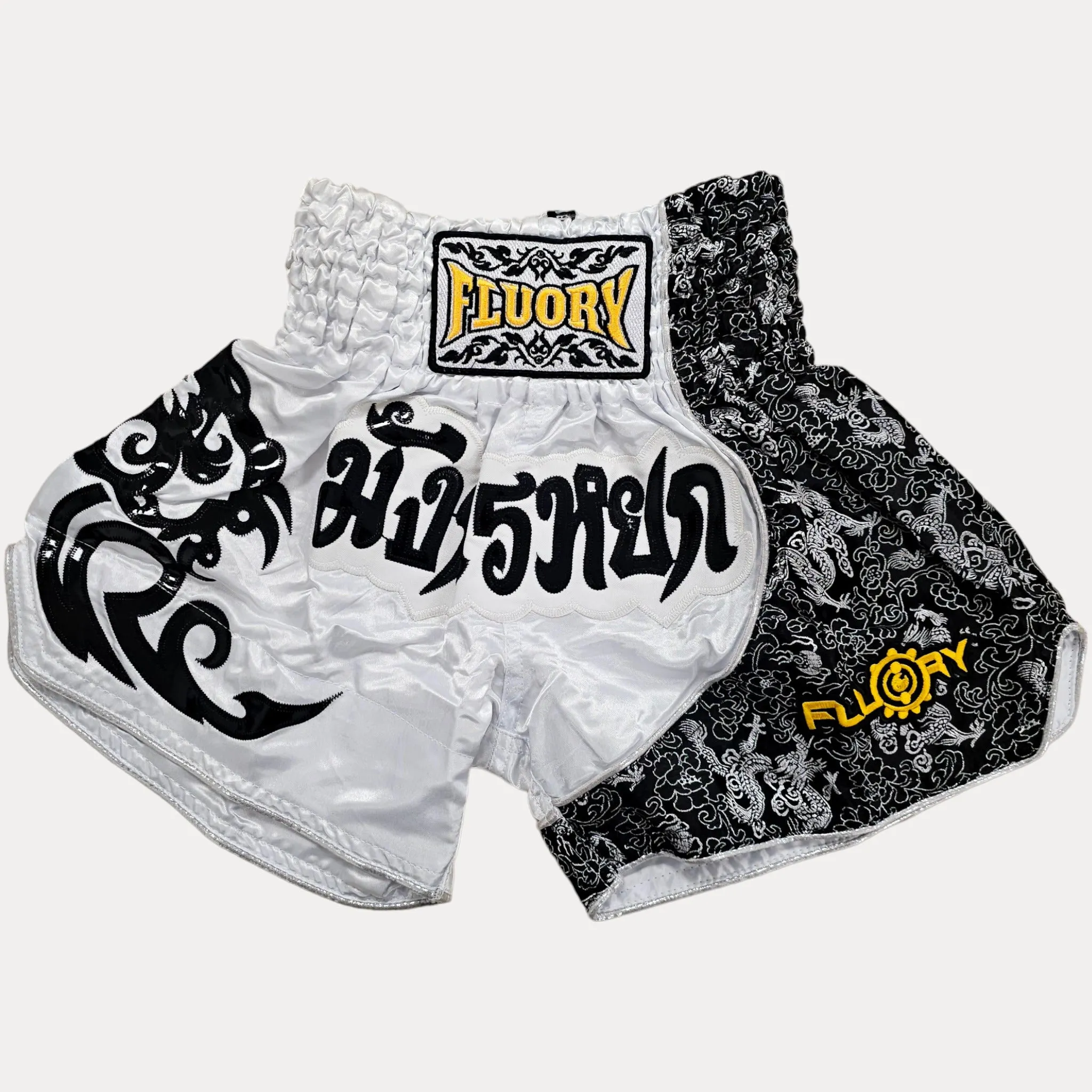 Fluory Silver Leaf Kids Muay Thai Shorts