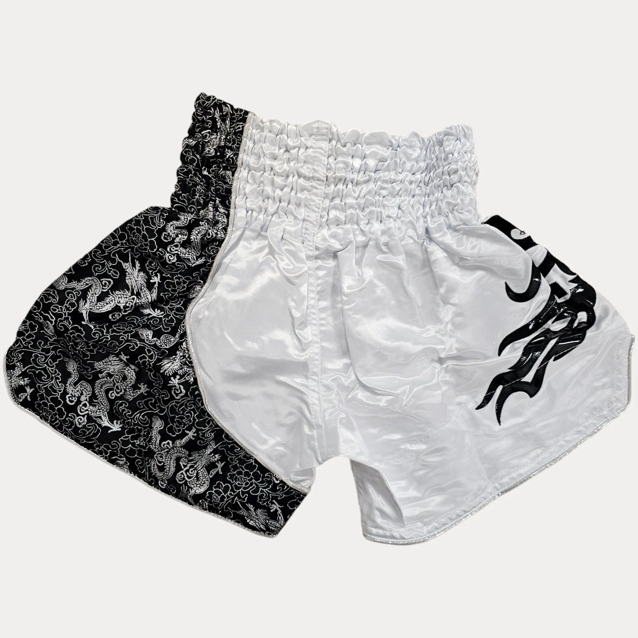 Fluory Silver Leaf Kids Muay Thai Shorts