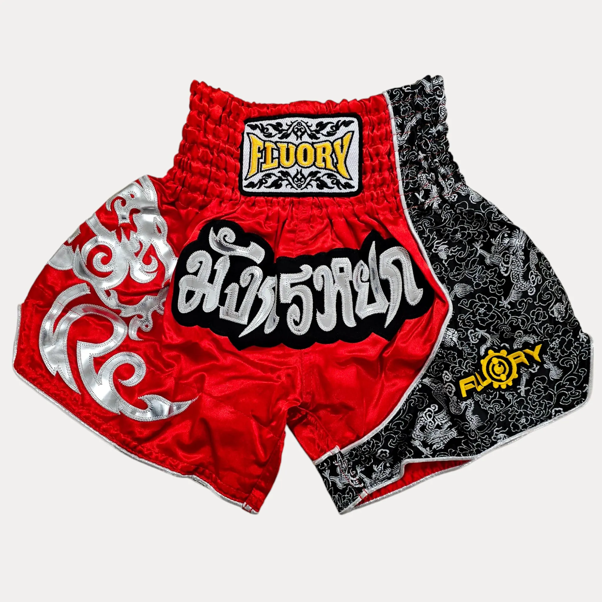 Fluory Silver Leaf Kids Muay Thai Shorts