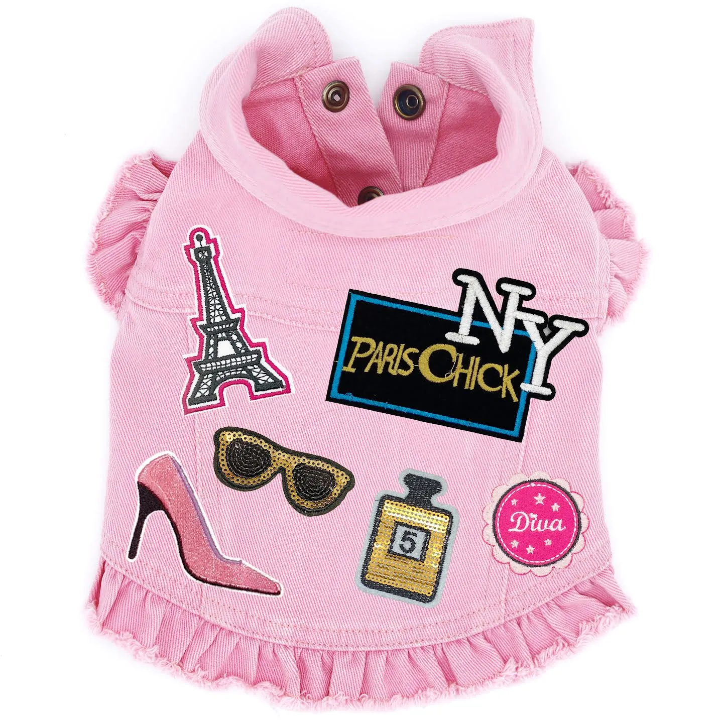 Girlfriends in Paris Denim Ruffle Dog Vest (FETCH Exclusive)