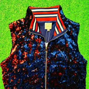 GLEAUX GIRL™ Confetti Sequin Vest / Blue Red