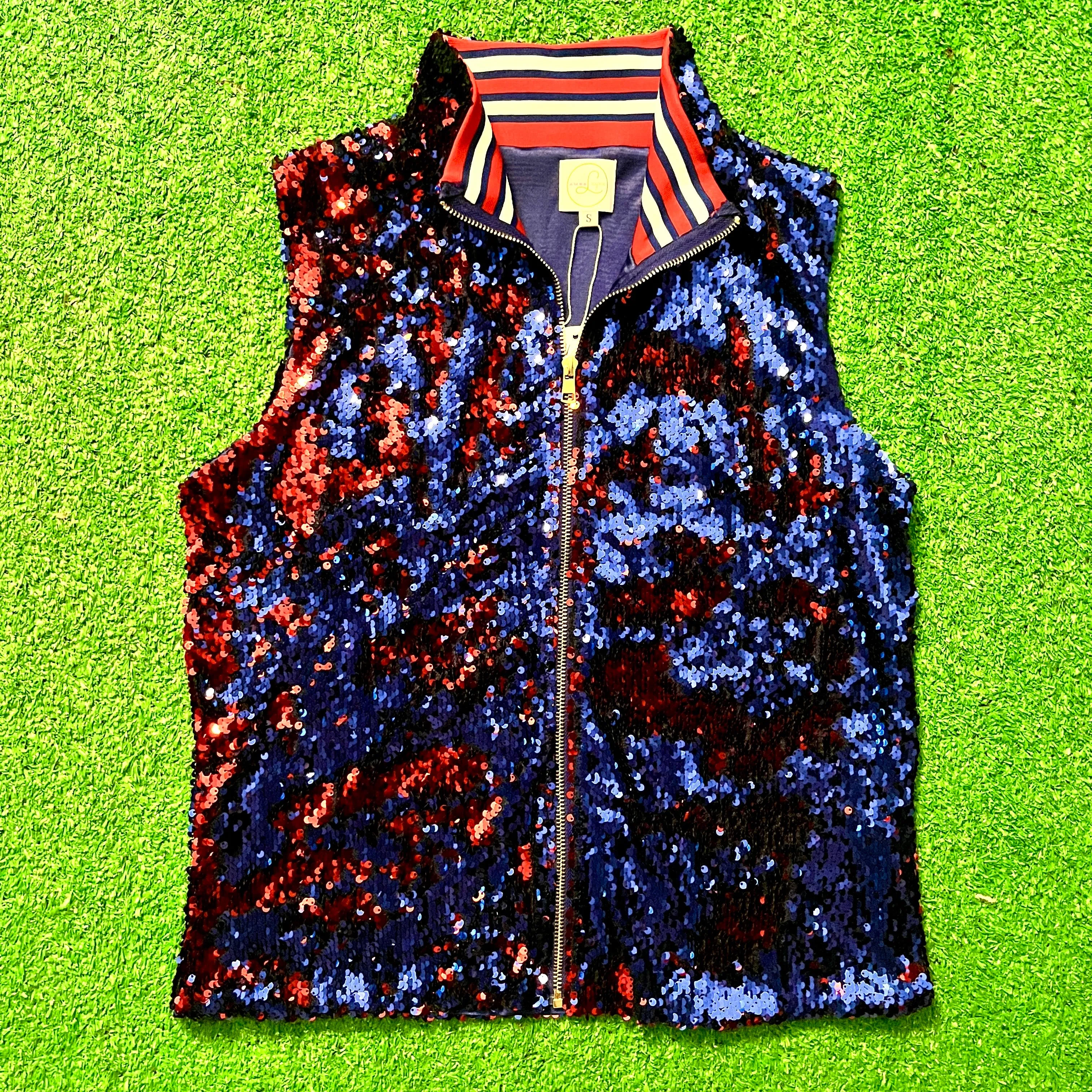 GLEAUX GIRL™ Confetti Sequin Vest / Blue Red