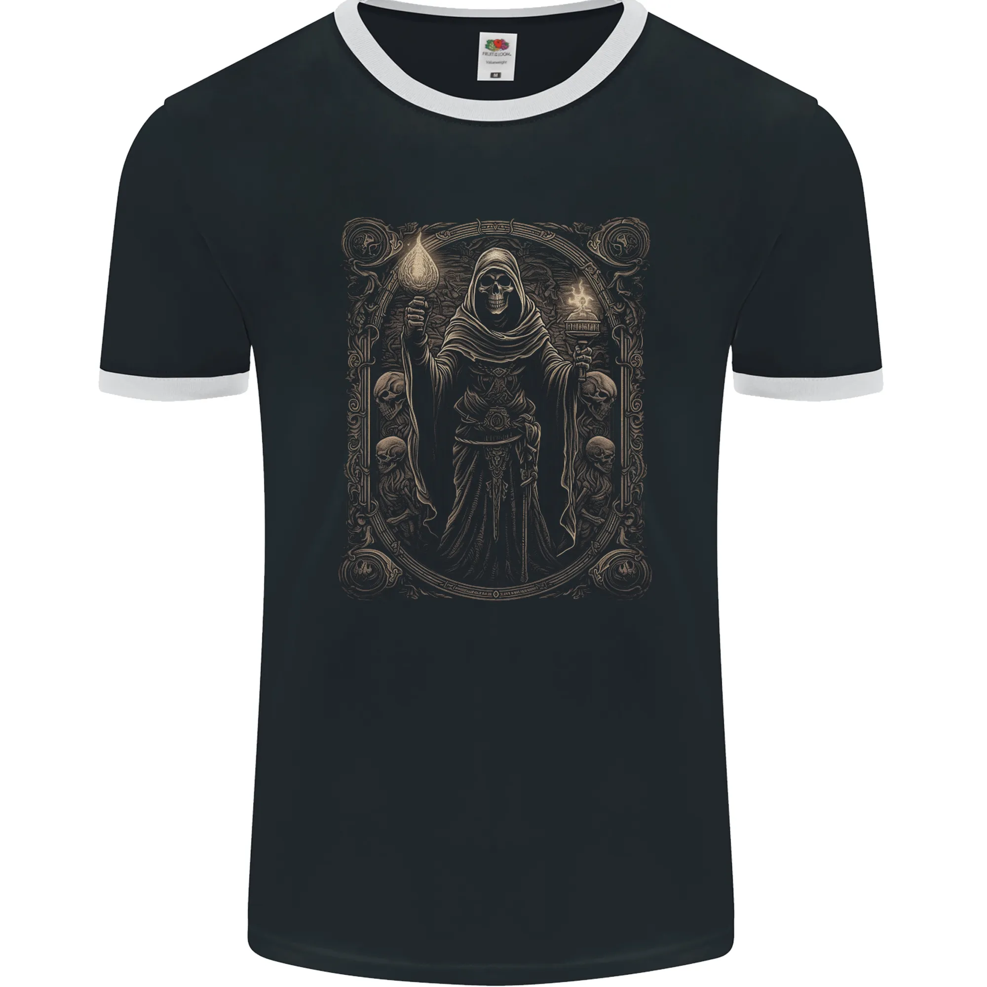 Gothic Grim Reaper Goth Heavy Metal Skull 4 Mens Ringer T-Shirt FotL