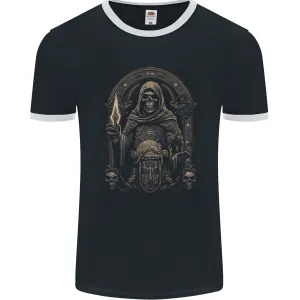 Gothic Grim Reaper Goth Heavy Metal Skull 7 Mens Ringer T-Shirt FotL