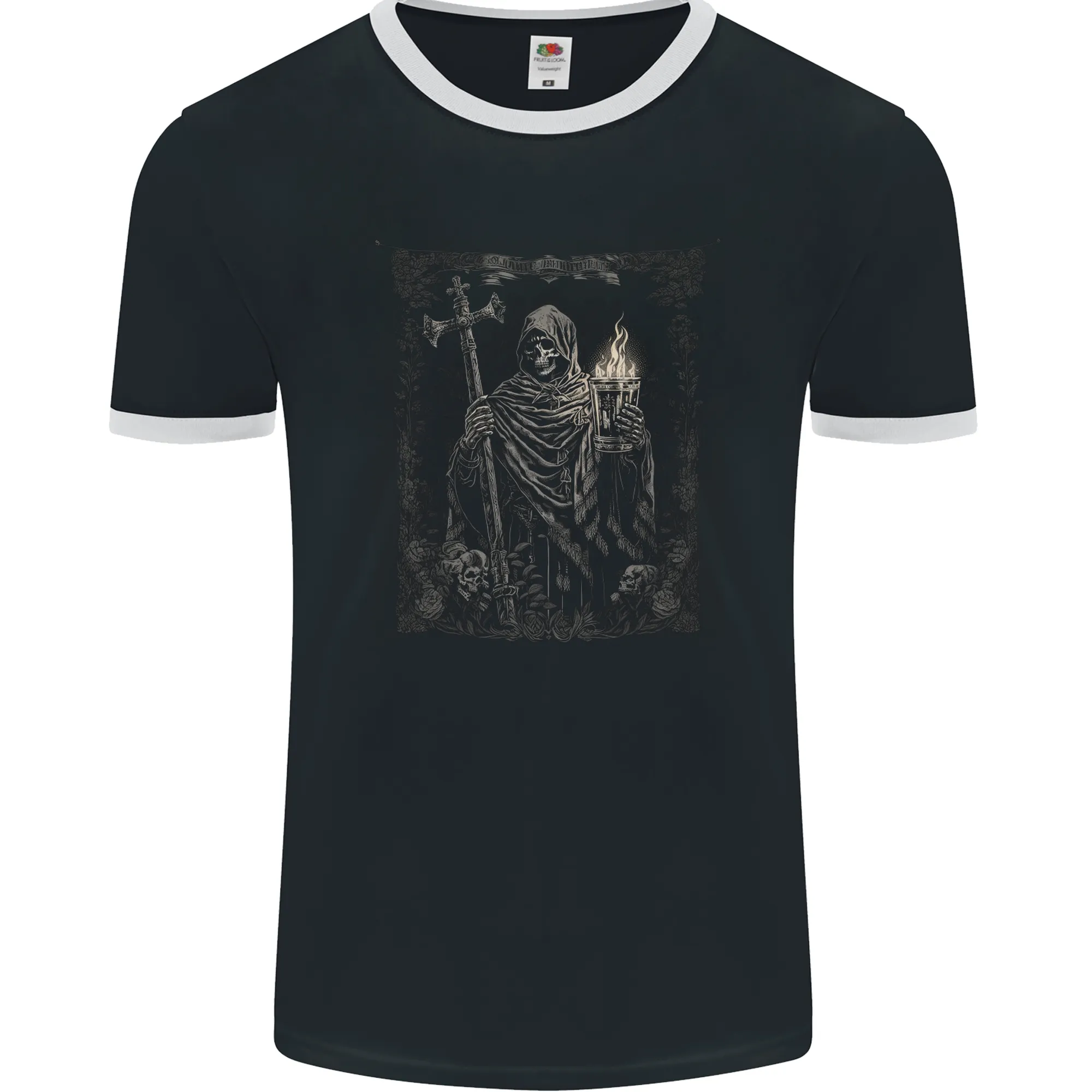 Gothic Grim Reaper Goth Heavy Metal Skull 9 Mens Ringer T-Shirt FotL