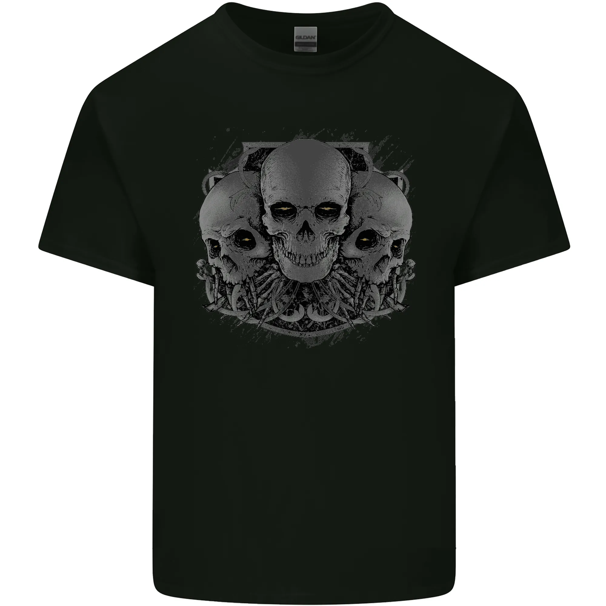 Gothic Skulls Heavy Metal Rock Music Goth Biker Mens Light Cotton T-Shirt