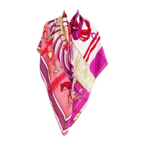 Hermes Carre en Carres Cashmere Silk Shawl Pink Purple GM Gorgeous