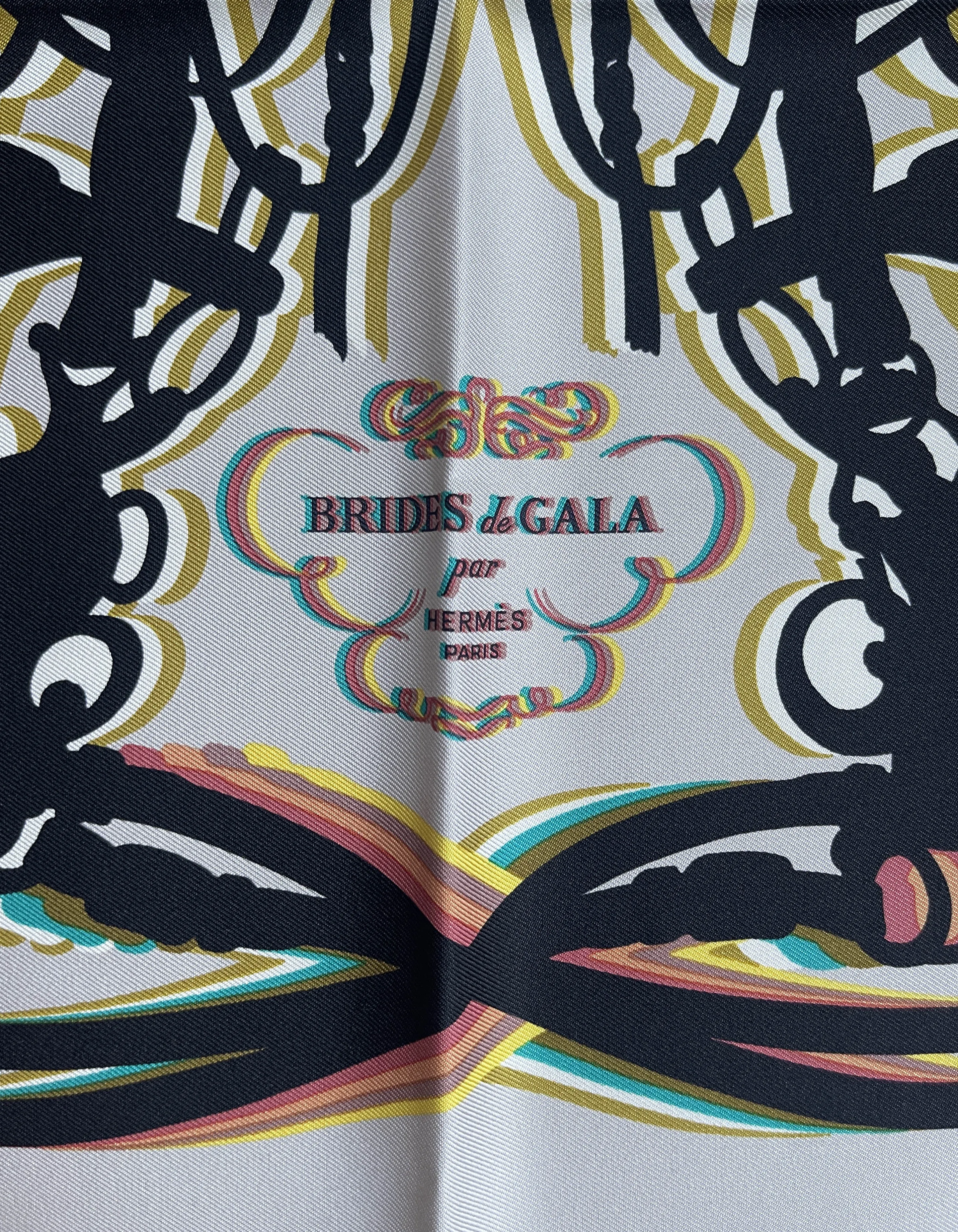 Hermes NEW Beige Brides de Gala Shadow Silk Pocket Square