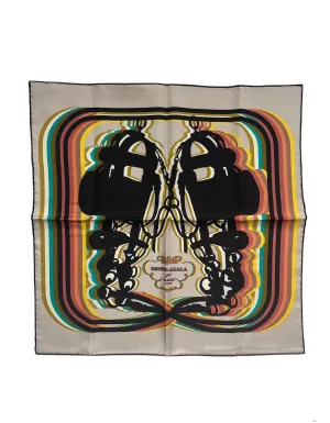 Hermes NEW Beige Brides de Gala Shadow Silk Pocket Square
