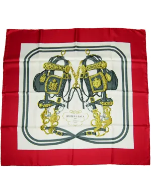 Hermes Red/White Brides de Gala 90cm Silk Scarf