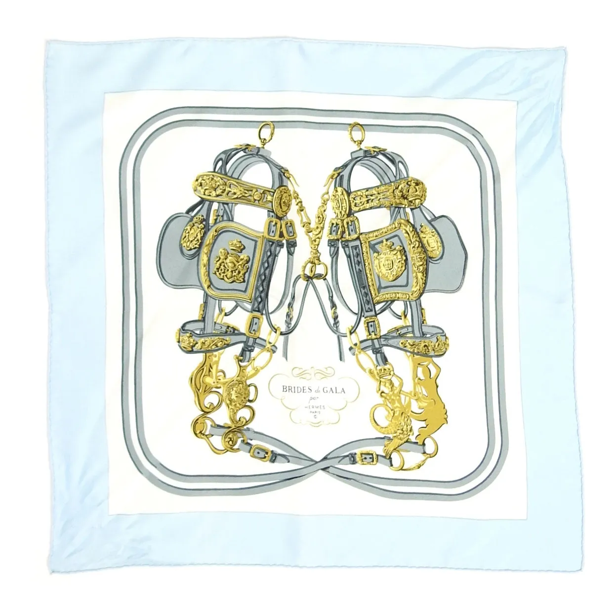 Hermes Silk Brides De Gala Pocket Square