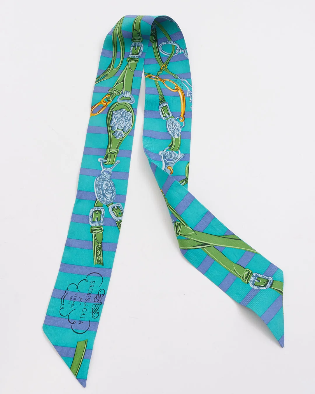 Hermès Blue Stripe "Brides de Gala" Twilly Scarf