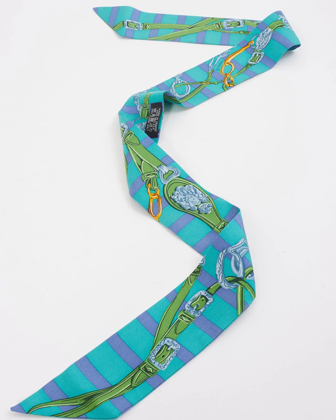 Hermès Blue Stripe "Brides de Gala" Twilly Scarf