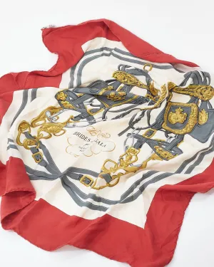 Hermès Red & White Multi "Brides De Gala" Silk Scarf