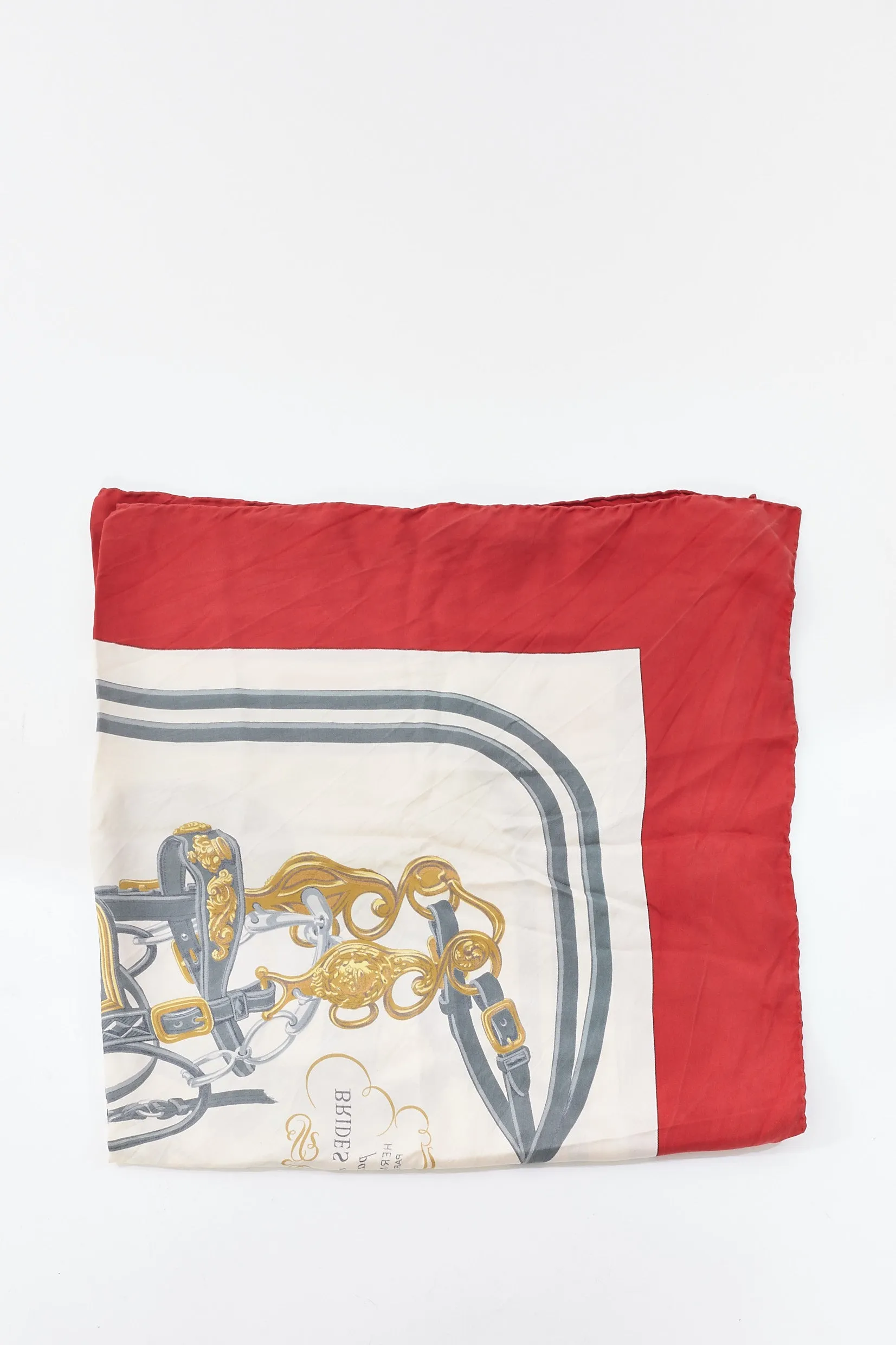 Hermès Red & White Multi "Brides De Gala" Silk Scarf