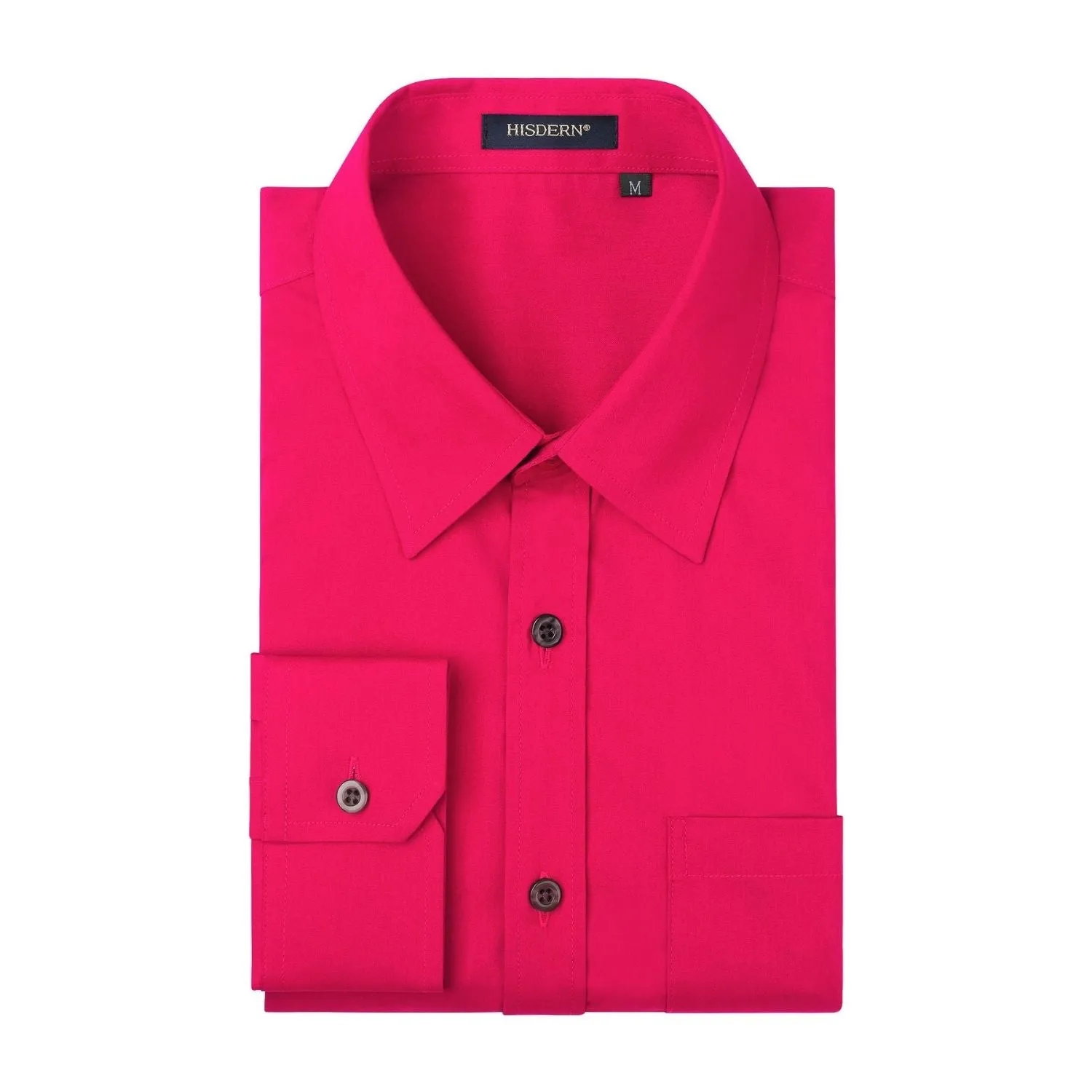 Hisdern Anti-wrinkle Hot Pink Men's  Dress Shirt For Gala & Formal Occasion Staple