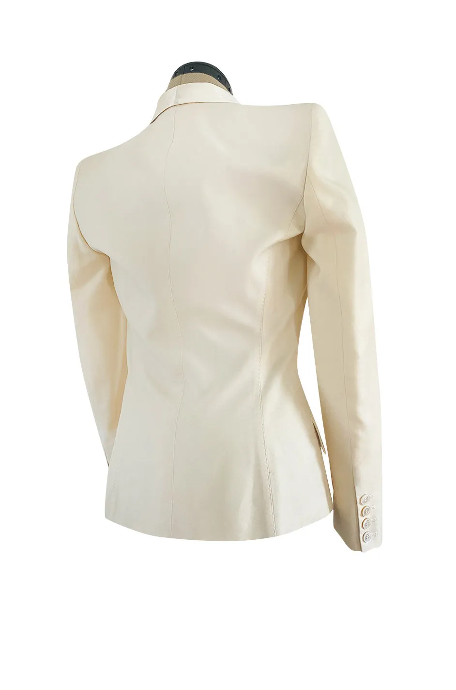 Immaculately Tailored 2003 Alexander McQueen Ivory Jacket w Silk Satin Lapels