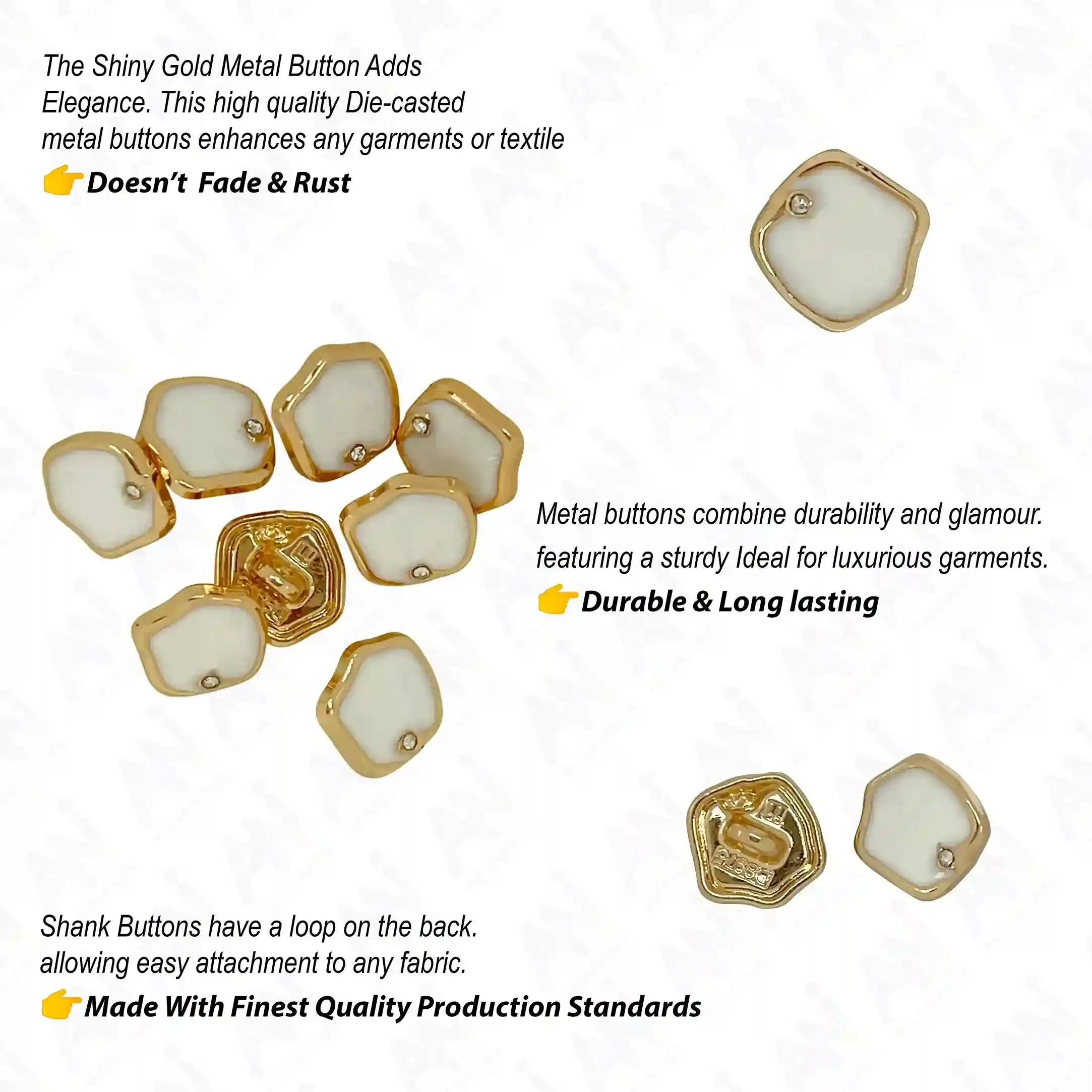 Inlaid Gem 10mm Shirt Buttons
