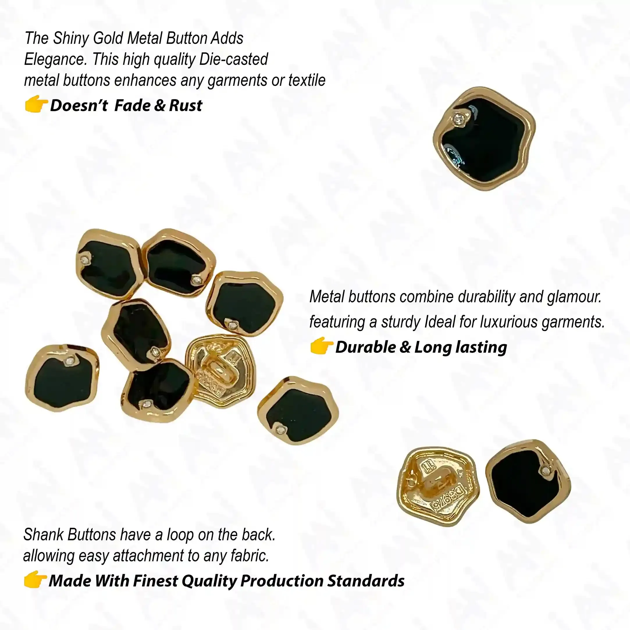 Inlaid Gem 10mm Shirt Buttons