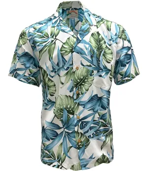 Island Rainforest White Hawaiian Shirt
