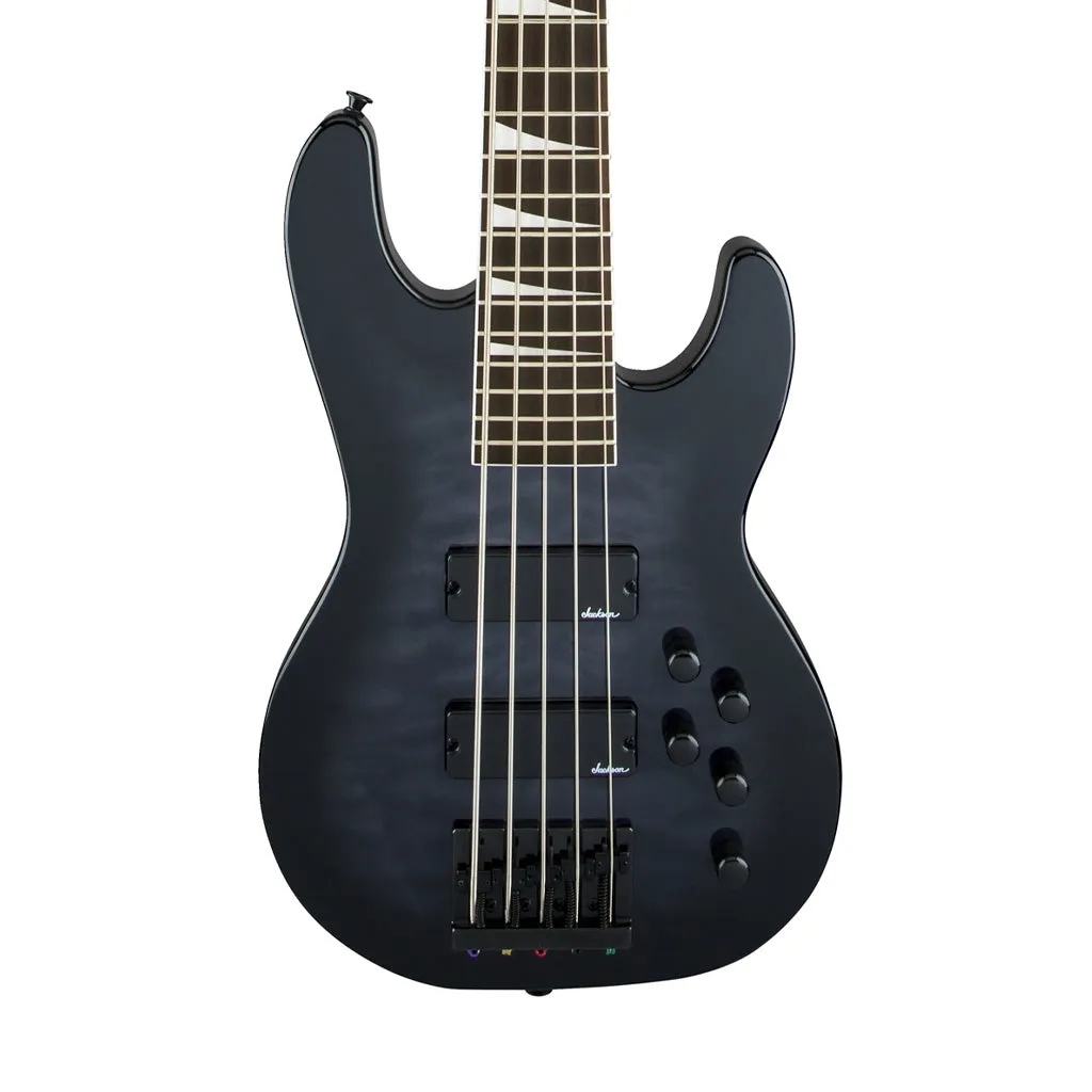Jackson JS Series Concert Bass JS3VQ Guitar, Amaranth FB, Transparent Black