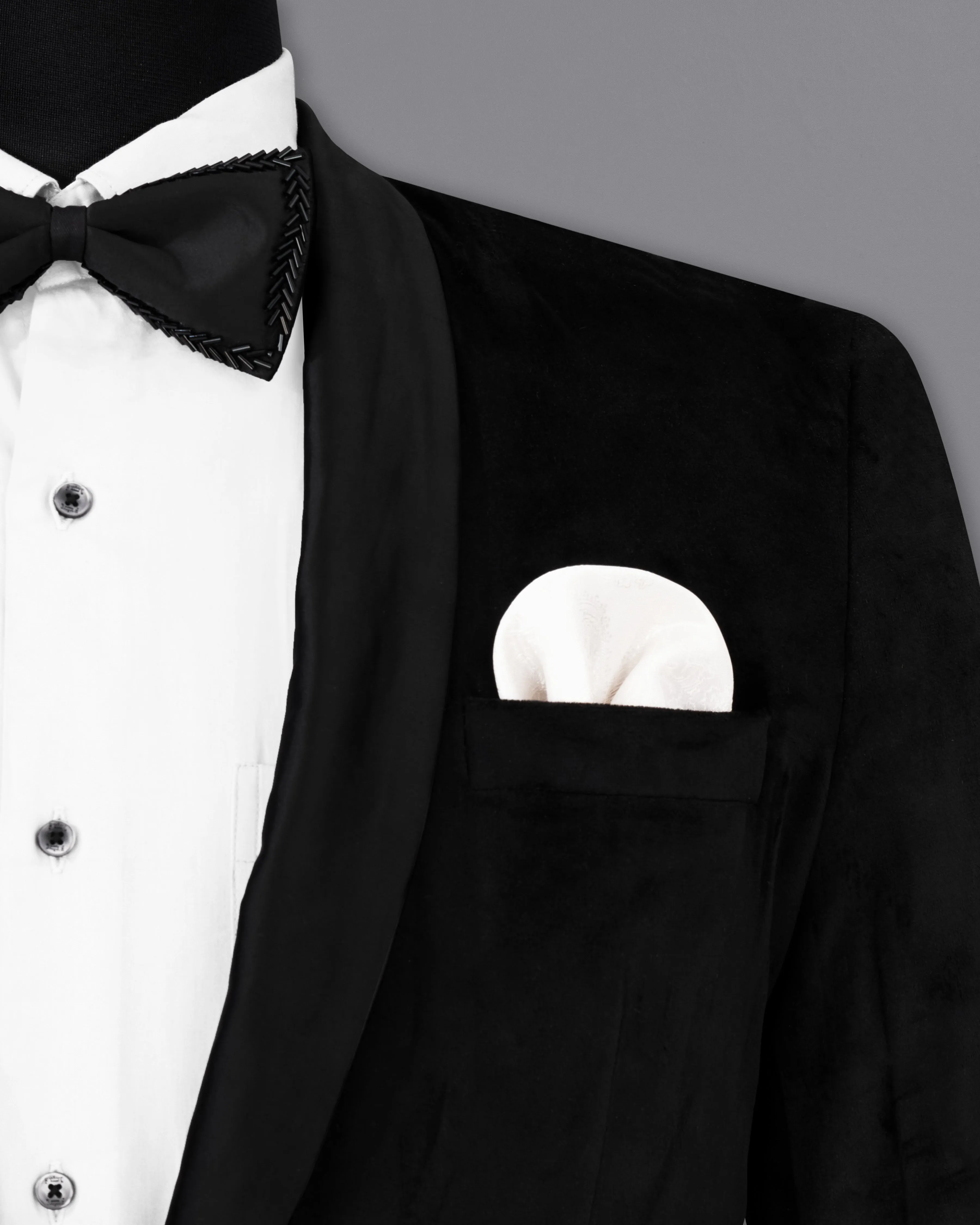 Jade Black Velvet Tuxedo Designer Blazer