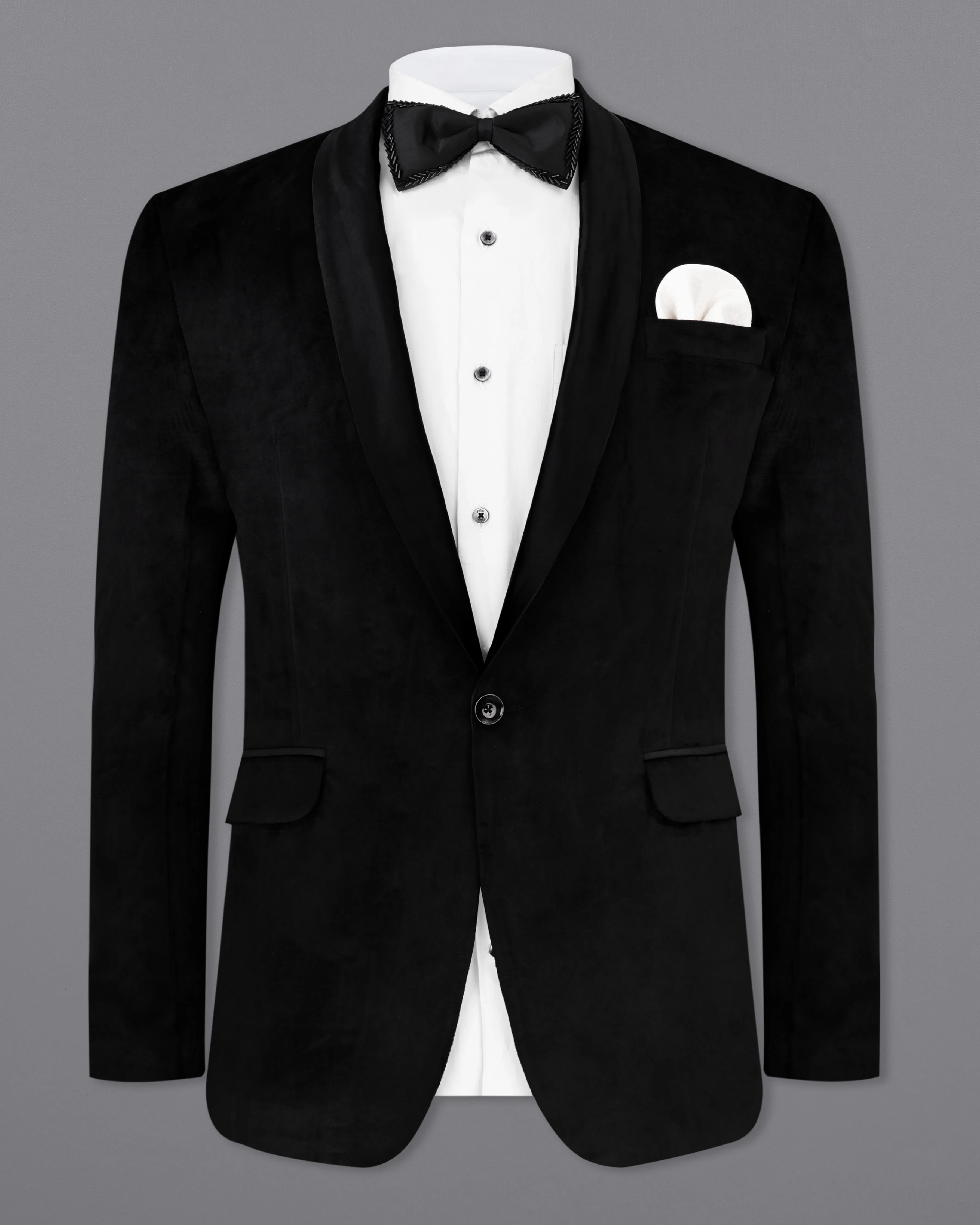 Jade Black Velvet Tuxedo Designer Blazer