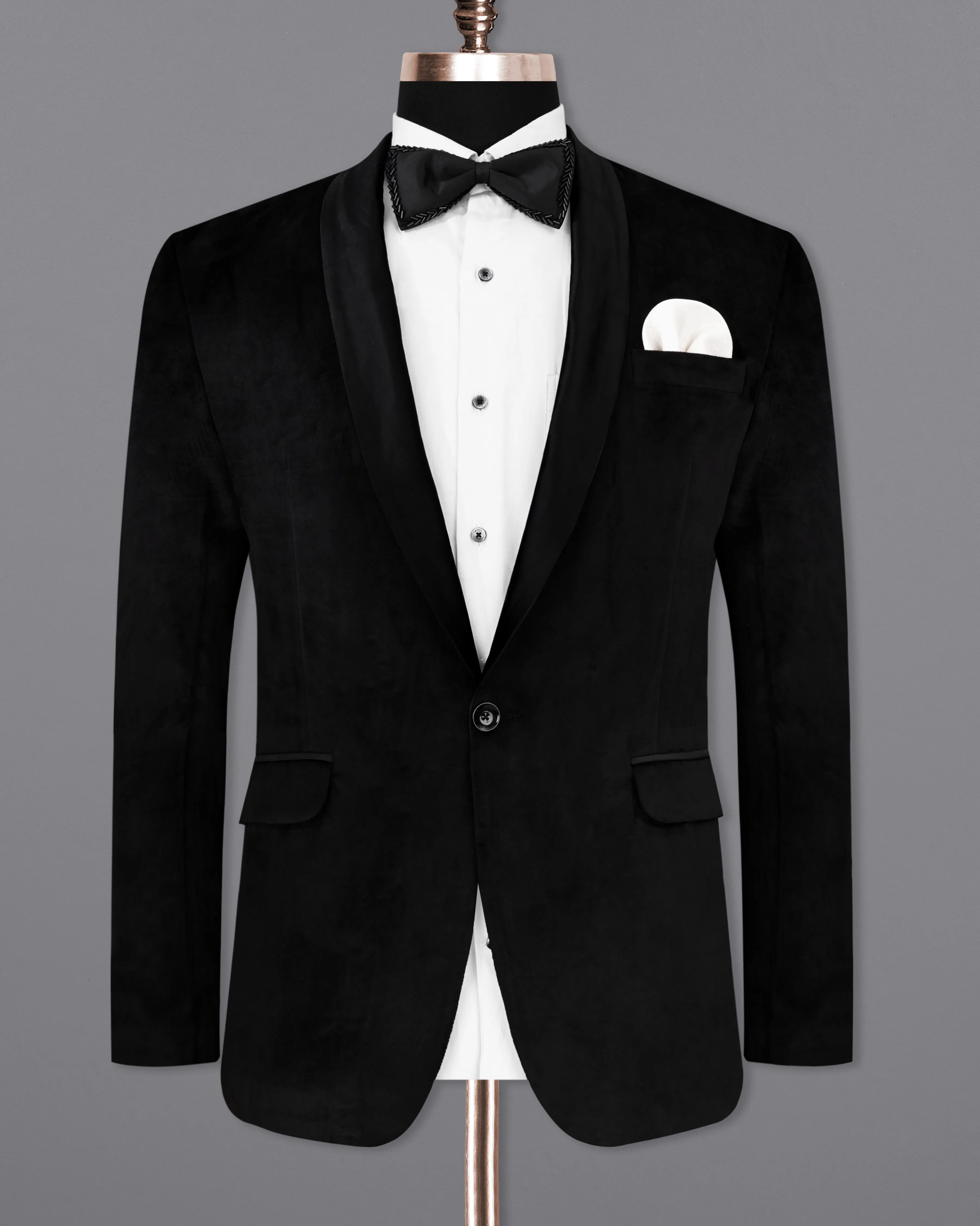 Jade Black Velvet Tuxedo Designer Blazer