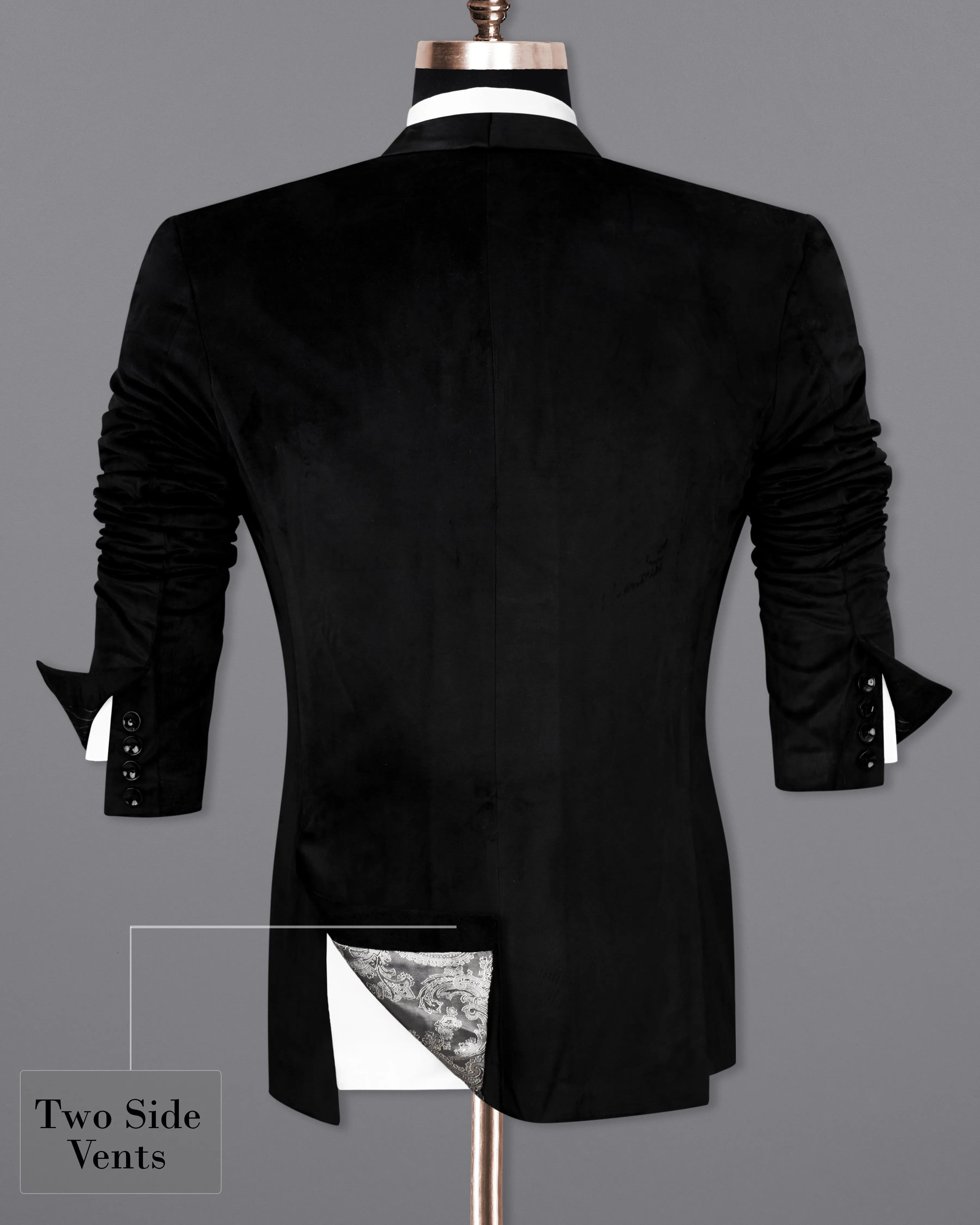 Jade Black Velvet Tuxedo Designer Blazer
