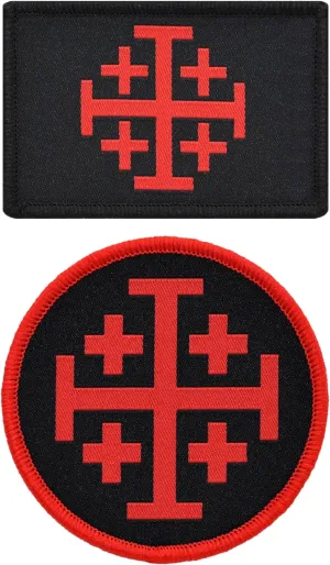 Jerusalem Cross Knights Templar Flags “Crusaders Cross” Military Tactical Patch Set (2-Pack)