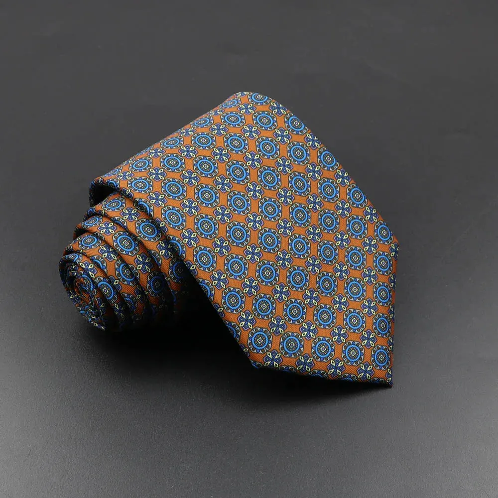 Joyeuse - Burnt Orange & Blue Medallion Necktie