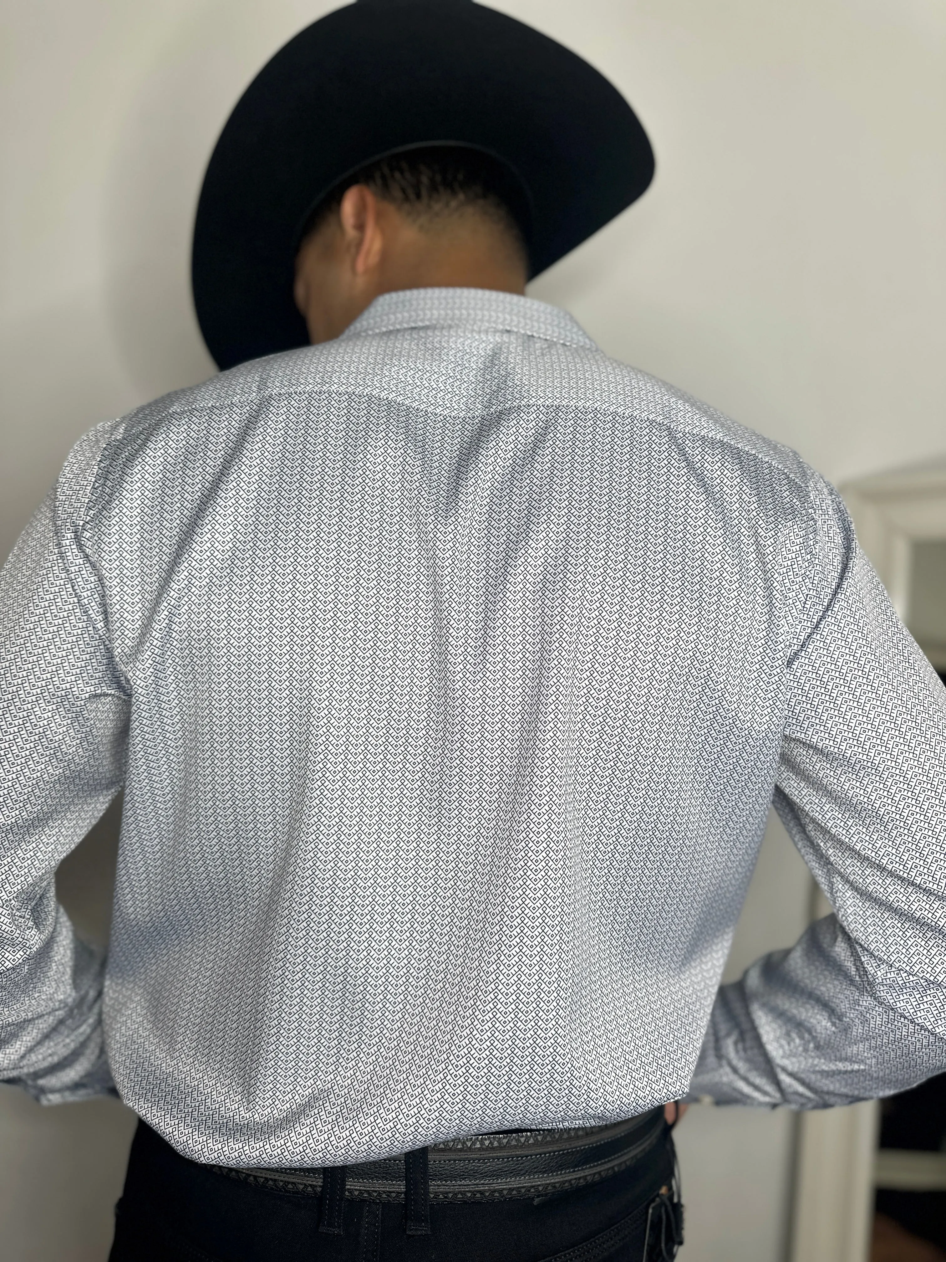Junior Moderno White/Navy Print Shirt