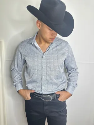 Junior Moderno White/Navy Print Shirt