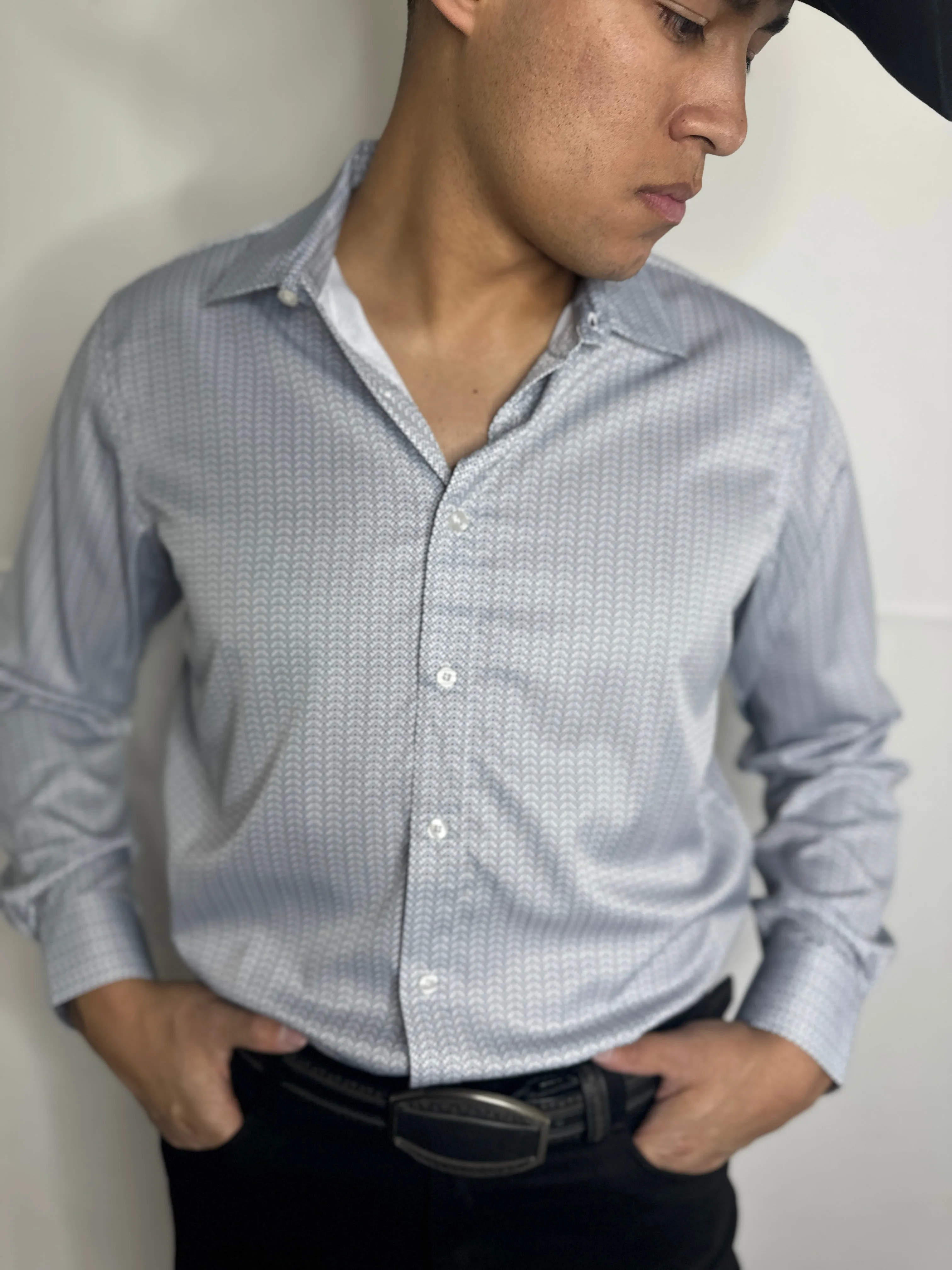 Junior Moderno White/Navy Print Shirt