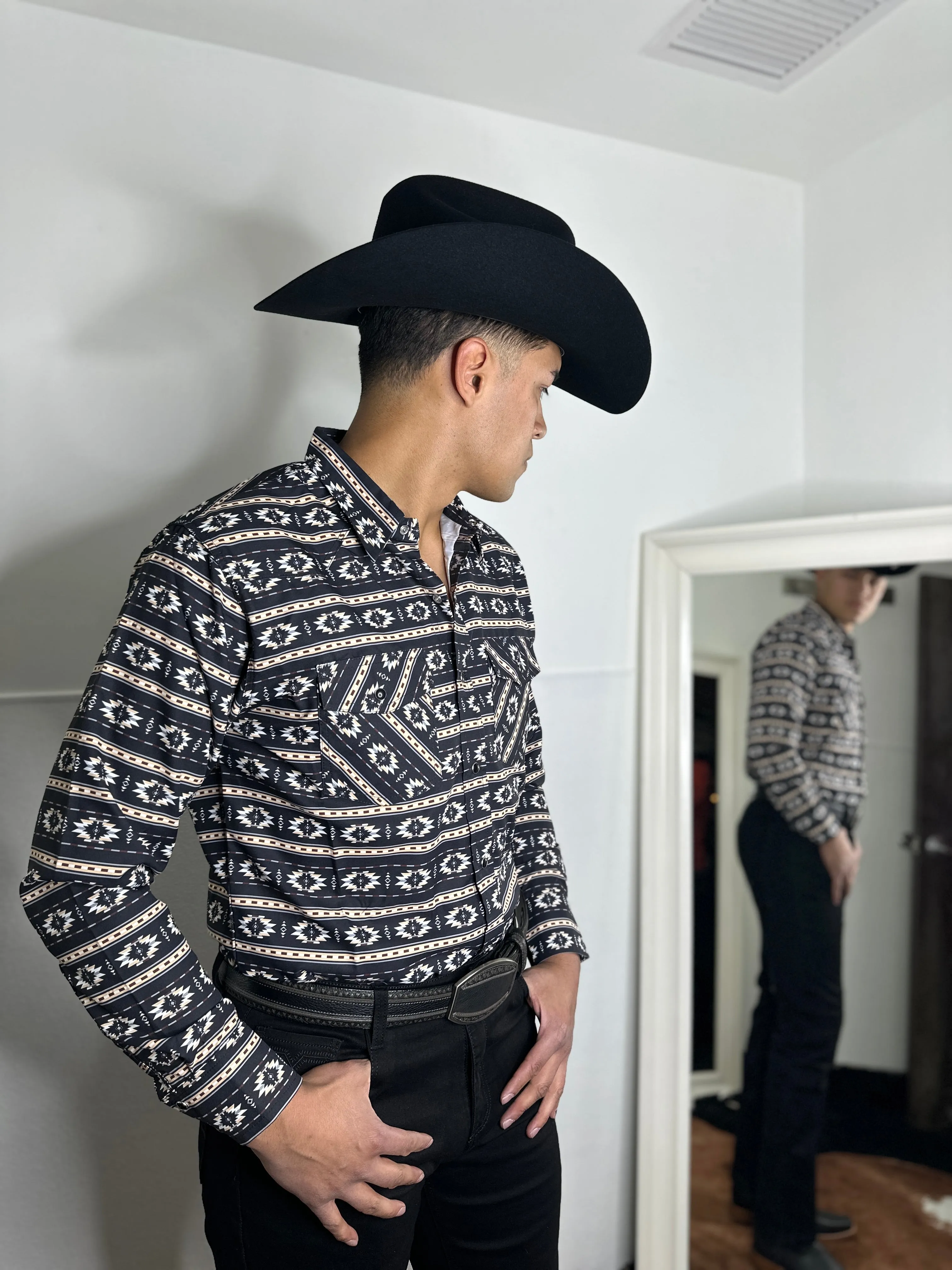 Kevyn Black Aztec Digital Print Shirt