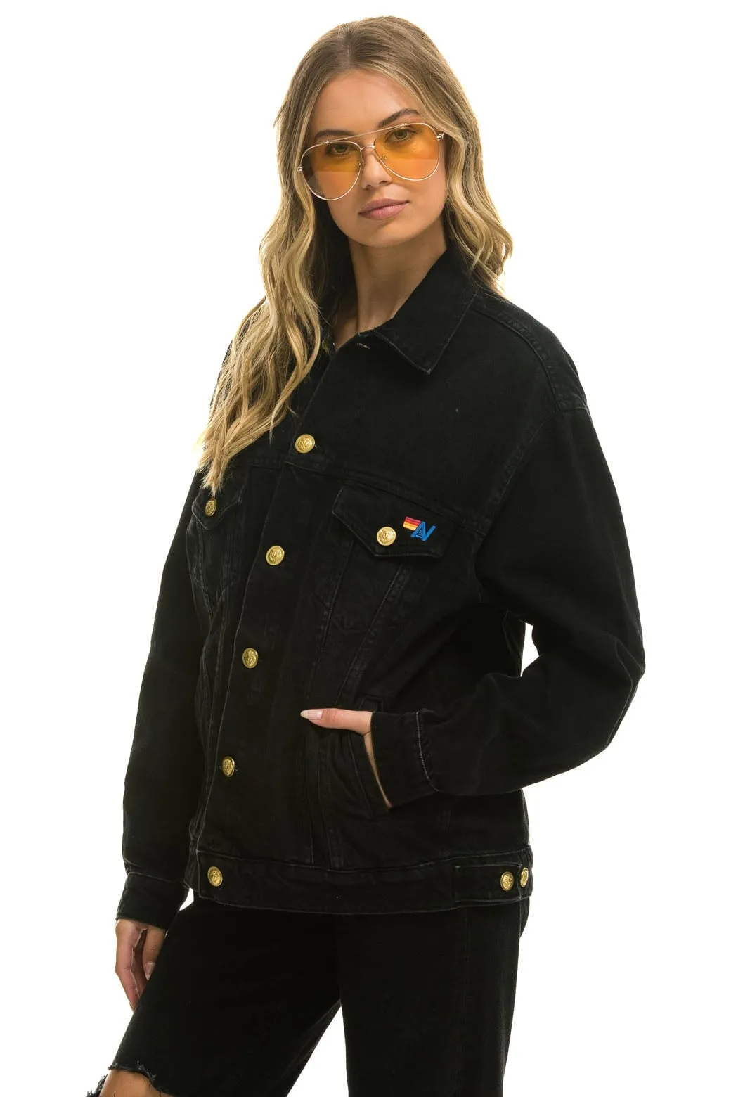 LOCALS ONLY OVERSIZED CONCERT DENIM JACKET - VINTAGE BLACK