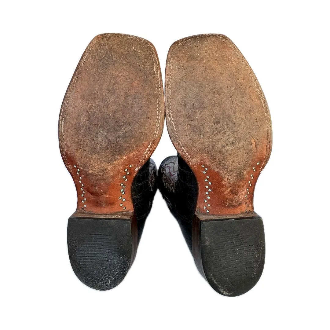 LUCCHESE Ultra Belly Caiman Owen Black Cowboy Boots