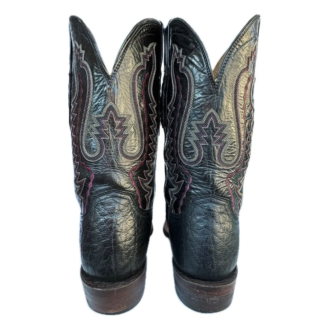 LUCCHESE Ultra Belly Caiman Owen Black Cowboy Boots
