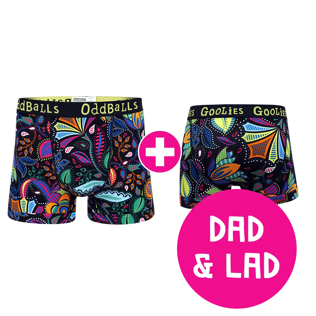 Magic Garden Dad & Lad Bundle - Mens Boxer Shorts & Kids Boxer Shorts Bundle