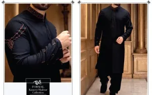 Men's Black color Attire with shoulder Embroidery - Men11